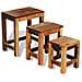 Tavolini Impilabili In Legno Anticato Stile Antico Vintage Set 3 Pezzi - Foto miniatura 5