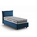 Letto Singolo Clarissa, Letto Contenitore Con Rivestimento In Tessuto, 100% Made In Italy, Apertura Frontale, Adatto Per Materasso Cm 80x190, Blu - Foto miniatura 4