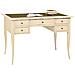Scrivania Arte Povera Inserto Pelle Legno Avorio 150x65x81 - Foto miniatura 1