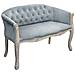 Divano Vintage In Velluto Grigio Con Struttura In Legno Decorata Parigino - Foto miniatura 1