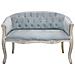Divano Vintage In Velluto Grigio Con Struttura In Legno Decorata Parigino - Foto miniatura 2