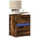 Comodino Con Luci Led Rovere Fumo In Legno Multistrato - Foto miniatura 1