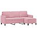 Divano a 3 Posti con Poggiapiedi rosa 180 cm in Velluto - Foto miniatura 3