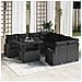 Set divano da giardino 9 pezzi con cuscini rattan nero, Divano da giardino 2 posti con spazio di stoccaggio e cuscini rattan nero - Foto miniatura 2