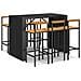 Set Bar Giardino 7 pz Nero Polyrattan e Legno Massello Acacia - Foto miniatura 1