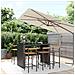 Set Bar Giardino 7 pz Nero Polyrattan e Legno Massello Acacia - Foto miniatura 2