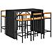 Set Bar Giardino 7 pz Nero Polyrattan e Legno Massello Acacia - Foto miniatura 3