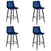 Sgabello POZZA in velluto blu navy con gambe nere x4 - Foto miniatura 1