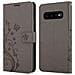 Custodia Compatibile Con Samsung Galaxy S10 In Grigio Fiore - Coperchio Protettivo In Design Floreale Con Chiusura Magnetica, Funzione Stand E Slot Per Carte - Foto miniatura 10