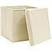 Scatole Portaoggetti con Coperchi 10pz Crema 32x32x32cm Tessuto - Foto miniatura 2