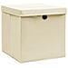 Scatole Portaoggetti con Coperchi 10pz Crema 32x32x32cm Tessuto - Foto miniatura 5