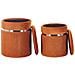 Set Di 2 Pouf Contenitore Camdenton Velluto Arancione - Foto miniatura 3