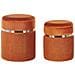 Set Di 2 Pouf Contenitore Camdenton Velluto Arancione - Foto miniatura 7