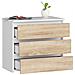 Comodino CL3, 3 cassetti, 60x35x57 cm, Colore Bianco e Sonoma Quercia - Foto miniatura 2