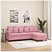 Divano a 3 Posti con Poggiapiedi rosa 180 cm in Velluto - Foto miniatura 2