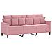 Divano a 3 Posti con Poggiapiedi rosa 180 cm in Velluto - Foto miniatura 4