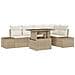 Set Divano da Giardino 6 Pezzi con Cuscini Beige Polyrattan - Foto miniatura 1