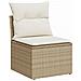 Set Divano da Giardino 6 Pezzi con Cuscini Beige Polyrattan - Foto miniatura 5