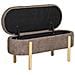 Branca - Panca Contenitore In Tessuto Marrone Con Gambe In Legno Naturale 97x40x48 Cm - Foto miniatura 5