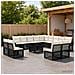Set Divano da Giardino 14 pz Nero e Bianco Crema polyrattan - Foto miniatura 8