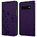 Custodia Compatibile Con Samsung Galaxy S10 In Lilla Scuro Fiore - Coperchio Protettivo In Design Floreale Con Chiusura Magnetica, Funzione Stand E Slot Per Carte - Foto miniatura 10