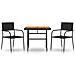 Set Da Pranzo Da Giardino 3 Pz In Polyrattan Nero - Foto miniatura 1