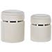 Set Di 2 Pouf Contenitore Camdenton Velluto Bianco Sporco - Foto miniatura 2