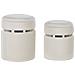 Set Di 2 Pouf Contenitore Camdenton Velluto Bianco Sporco - Foto miniatura 8