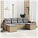 Set di divani da giardino  6 pezzi con cuscini Beige Polyrattan, Divano da giardino  2 posti con cuscini Beige Polyrattan - Foto miniatura 2