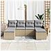 Set di divani da giardino  6 pezzi con cuscini Beige Polyrattan, Divano da giardino  2 posti con cuscini Beige Polyrattan - Foto miniatura 3