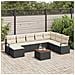Set divano da giardino 9 pezzi con cuscini Rattan poli nero Acacia, Divano da giardino 2 posti con cuscini Rattan poli nero - Foto miniatura 2