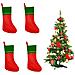 Set Di 4 Calze Natalizie Da Camino Per Regali, Verde E Rosse - Foto miniatura 1