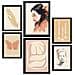 Set Di 6 Stampe Poster ""pensieri Nelle Donne"", Dipinti Decorativi Estetici Per Il Tuo Soggiorno, Camera Da Letto, Casa A3 & A4 Cornice Nera - Foto miniatura 1