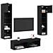 Unità TV da Parete 6 pcs Rovere Nero Legno multistrato - Foto miniatura 3