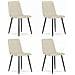 Sedia KARA - Moderna in velluto beige con gambe nere x 4 - Foto miniatura 1