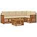 Set divani 6 pcs Naturale e Beige Legno di Acacia Massello - Foto miniatura 1