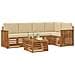 Set divani 6 pcs Naturale e Beige Legno di Acacia Massello - Foto miniatura 3