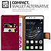 Custodia Compatibile Con Huawei P9 In Rosso Vinaccia - Coperchio Protettiva Con Chiusura Magnetica, Funzione Stand E Tasca Per Le Carte - Foto miniatura 6