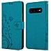 Custodia Compatibile Con Samsung Galaxy S10 In Blu Fiore - Coperchio Protettivo In Design Floreale Con Chiusura Magnetica, Funzione Stand E Slot Per Carte - Foto miniatura 3