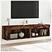 Mobili Porta Tv Con Luci Led 2 Pz Rovere Fumo 60x30x30 Cm - Foto miniatura 1