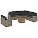 Set Divano Da Giardino 10 Pz Con Cuscini Grigio In Polyrattan - Foto miniatura 2