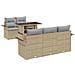 Set Divano da Giardino 6 Pezzi con Cuscini Beige Polyrattan - Foto miniatura 1