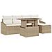 Set da giardino 6 pezzi con cuscini beige in polyrattan - Foto miniatura 1