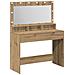 Tavolo per trucco con luci LED in rovere artigianale, 100x41x135 cm - Foto miniatura 1