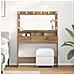 Tavolo per trucco con luci LED in rovere artigianale, 100x41x135 cm - Foto miniatura 2
