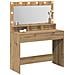 Tavolo per trucco con luci LED in rovere artigianale, 100x41x135 cm - Foto miniatura 3
