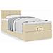 Struttura Letto Pouf con Materasso Crema 80x200 cm in Tessuto - Foto miniatura 4