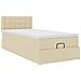 Struttura Letto Pouf con Materasso Crema 80x200 cm in Tessuto - Foto miniatura 6