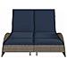 Lettino Prendisole con Cuscini Grigio 114x205x73 cm in Polyrattan - Foto miniatura 4