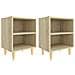 Comodini Gambe in Legno Massello 2pz Rovere Sonoma 40x30x50cm - Foto miniatura 2
